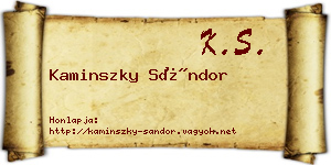 Kaminszky Sándor névjegykártya